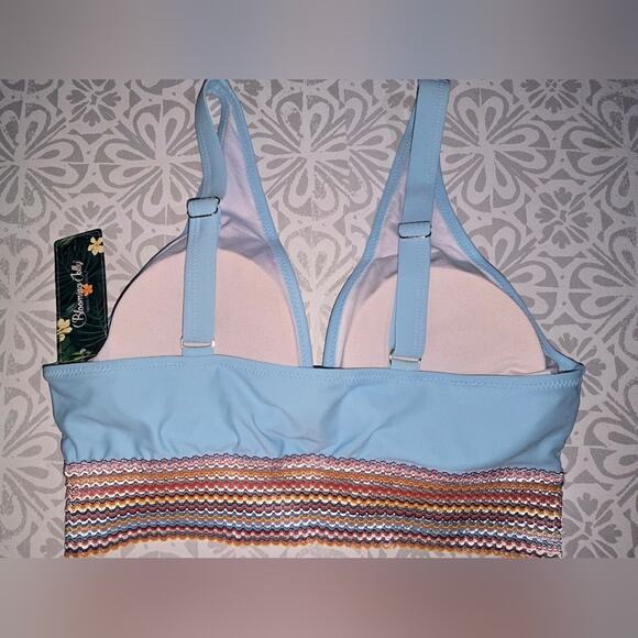 NWT Swim Top- Blue & Rainbow Zigzag  – Size Large (Blooming Jelly) - Picture 6 of 12